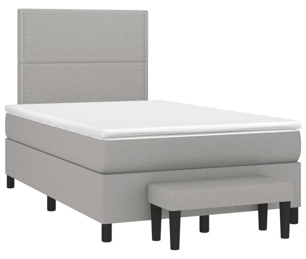 VidaXL Box spring postelja z vzmetnico svetlo siva 120x190 cm blago