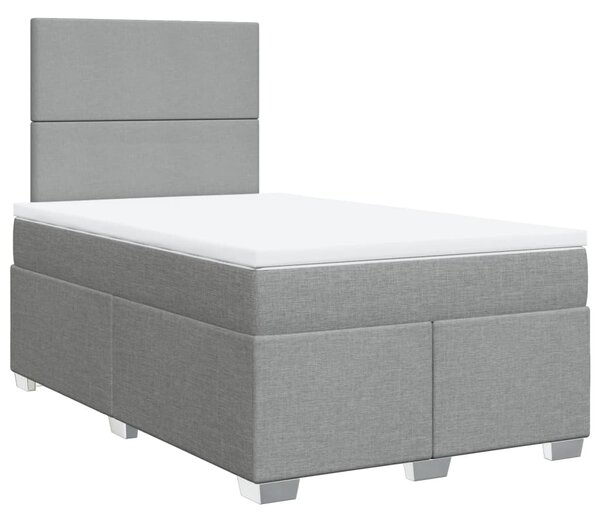 VidaXL Boxspring postelja z vzmetnico svetlo siva 120x190 cm blago