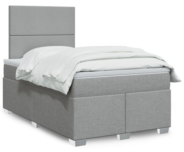 VidaXL Boxspring postelja z vzmetnico svetlo siva 120x190 cm blago