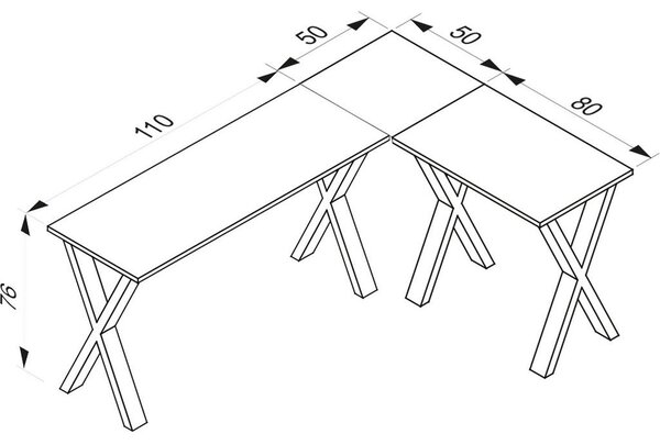 MID.YOU Kotna Pisalna Miza Lona, Antracit, Srebrna, 160x130cm