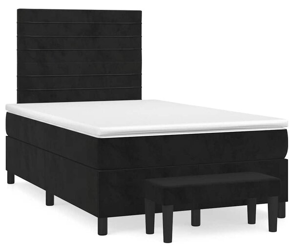 VidaXL Box spring postelja z vzmetnico črna 120x190 cm žamet