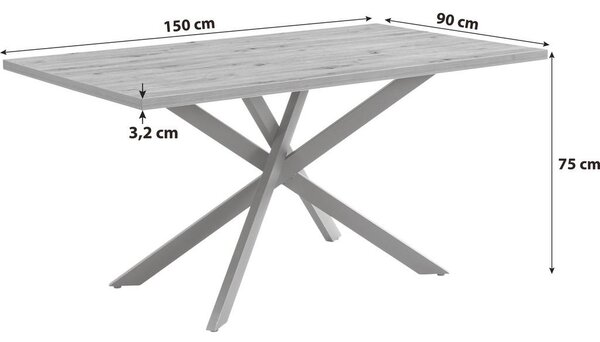 Mömax Jedilna Miza Ebbo, Barva Hrasta, 150x90