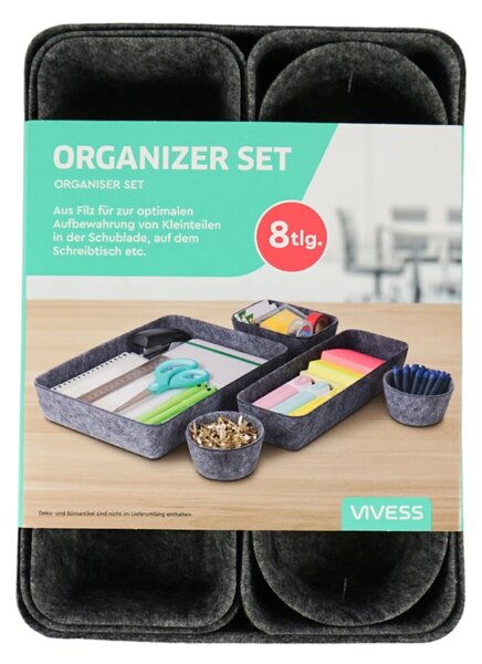 Organizator za predale ZEMBOR - komplet 8 kosov, siv