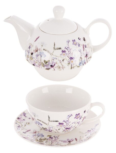 Bel/vijoličen porcelanast čajni servis Louka – Orion