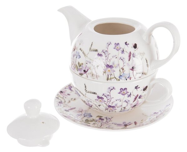 Bel/vijoličen porcelanast čajni servis Louka – Orion