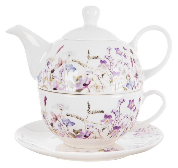 Bel/vijoličen porcelanast čajni servis Louka – Orion