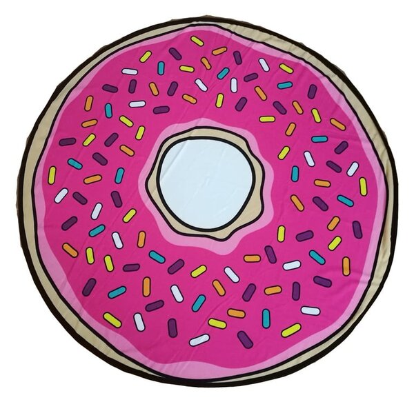 Rožnata bombažna brisača za na plažo ø 150 cm Donut – JAHU collections