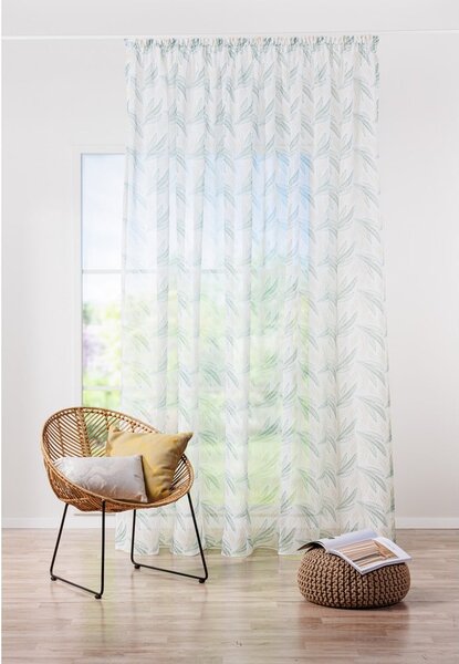 Bela/zelena prosojna zavesa 300x260 cm Seva – Mendola Fabrics