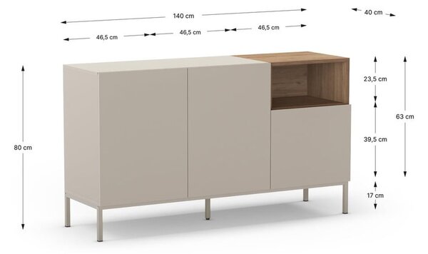 Komoda v naravni barvi 140x80 cm Cailin – Marckeric