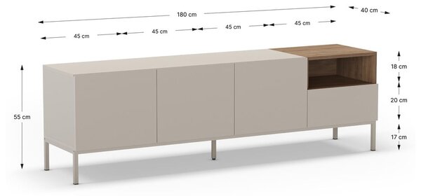 Kremno bela TV omarica 180x55 cm Cailin – Marckeric