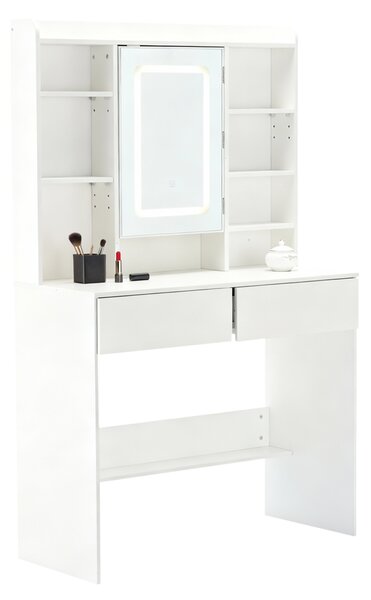 JAKS Toaletna mizica Exclusive z LED ogledalom z odpiranjem bela