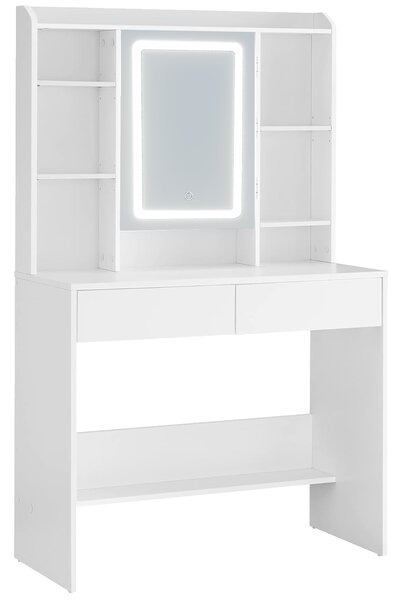 JAKS Toaletna mizica Exclusive z LED ogledalom z odpiranjem bela