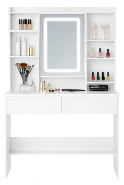 JAKS Toaletna mizica Exclusive z LED ogledalom z odpiranjem bela