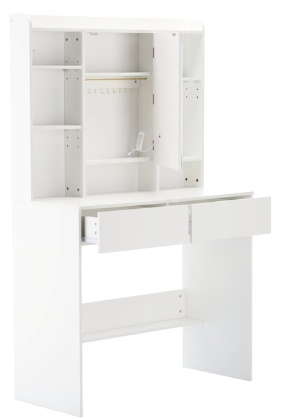 JAKS Toaletna mizica Exclusive z LED ogledalom z odpiranjem bela