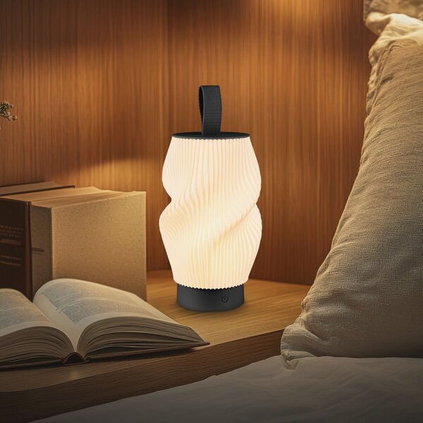Briloner LED namizna svetilka na baterije Brilo unplugged Tubi, črna/bela, IP44, zatemnjen, Črna, spalnica, Plastika, Sodobni