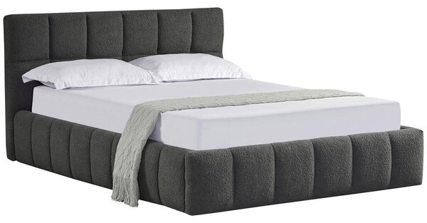 OBLAZINJENA POSTELJA 140 cm x 200 cm , les, kovina, tekstil siva