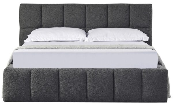 OBLAZINJENA POSTELJA 140 cm x 200 cm , les, kovina, tekstil siva