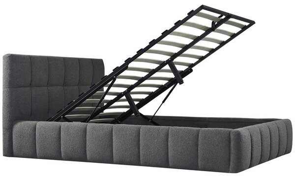 OBLAZINJENA POSTELJA 140 cm x 200 cm , les, kovina, tekstil siva