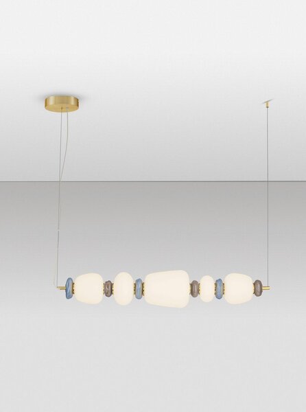 Bela/v zlati barvi kovinska LED zatemnitvena viseča svetilka s porcelanastim senčilom/s steklenim senčilom Palo – Nova Luce