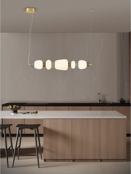 Bela/v zlati barvi kovinska LED zatemnitvena viseča svetilka s porcelanastim senčilom/s steklenim senčilom Palo – Nova Luce