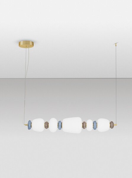 Bela/v zlati barvi kovinska LED zatemnitvena viseča svetilka s porcelanastim senčilom/s steklenim senčilom Palo – Nova Luce
