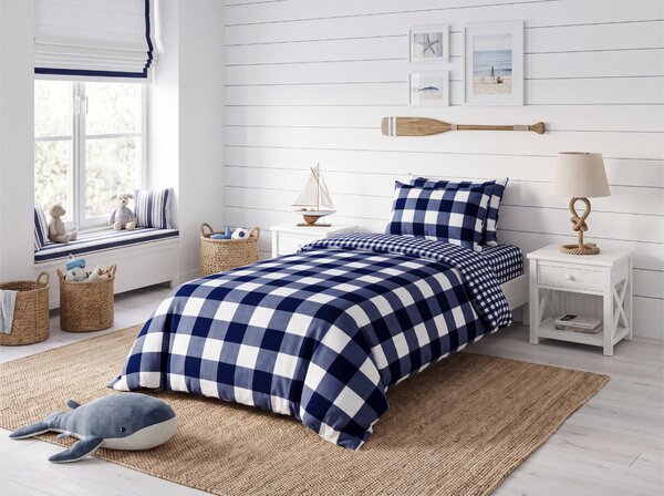 Posteljnina iz mikrovlaken NAVY GINGHAM modro-bela Dimenzije posteljnine: 70 x 90 cm | 140 x 200 cm