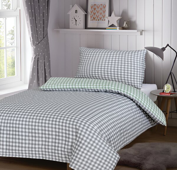 Posteljnina iz mikrovlaken COUNTRY CHECKIE zelena-siva Dimenzije posteljnine: 70 x 90 cm | 140 x 200 cm