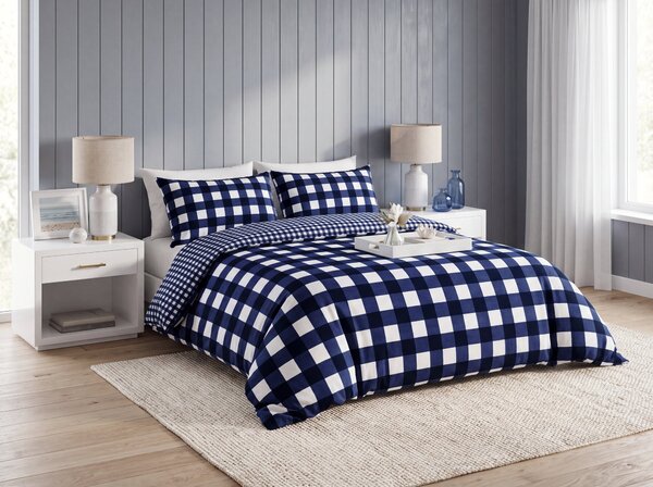 Posteljnina iz mikrovlaken NAVY GINGHAM modro-bela Dimenzije posteljnine: 70 x 90 cm | 140 x 200 cm