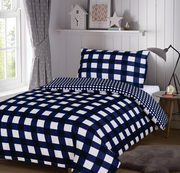 Posteljnina iz mikrovlaken NAVY GINGHAM modro-bela Dimenzije posteljnine: 70 x 90 cm | 140 x 200 cm