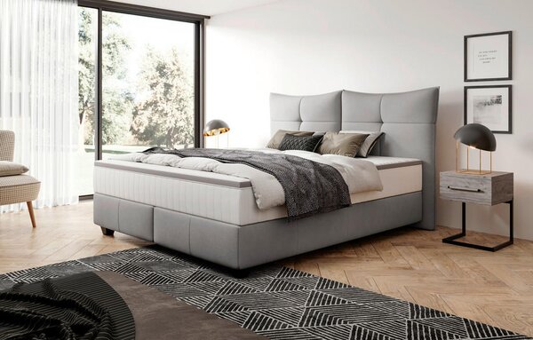 BOXSPRING POSTELJA 180 cm x 200 cm , usnje siva