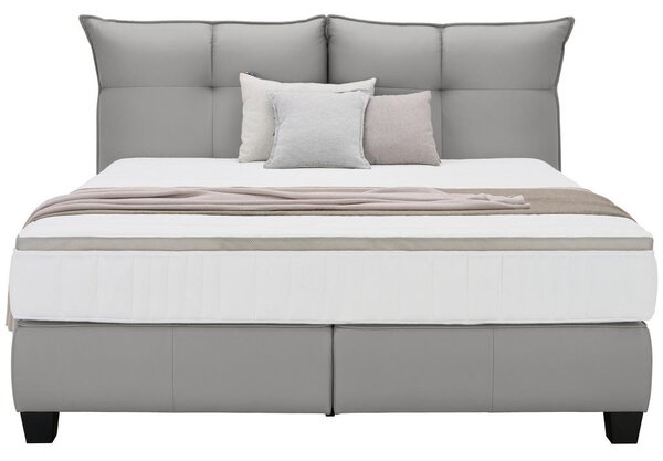 BOXSPRING POSTELJA 180 cm x 200 cm , usnje siva