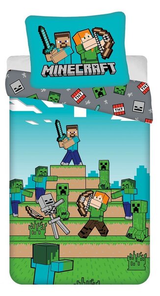 Enojna bombažna otroška posteljnina 140x200 cm Minecraft "We got this" – Jerry Fabrics