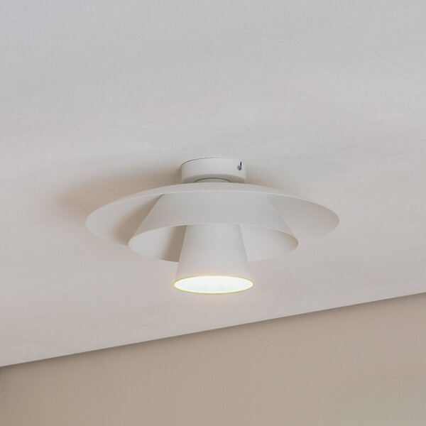 Luminex Stropna svetilka Plato, bela, kovina, Ø 38 cm, E27, zatemnjen, Bela, Dnevna soba / jedilnica, Kovina, Sodobni
