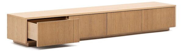 TV omarica v hrastovem dekorju v naravni barvi 200x30x40 cm Helvine – Kave Home