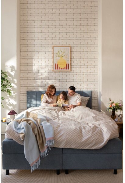 Modra boxspring postelja s prostorom za shranjevanje 180x200 cm Elva Bold Line – Bonami Selection