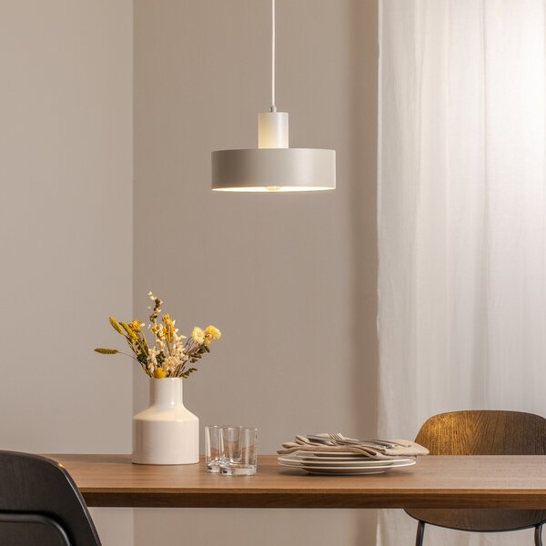 SIGMA Visoka svetilka Rif M, taupe, 1-svetilna, Ø 25 cm, jeklo, zatemnjen, Bež, Dnevna soba / jedilnica, Kovina, Sodobni