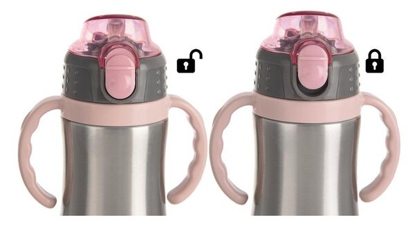 Svetlo roza otroška steklenička iz nerjavečega jekla 330 ml - Orion