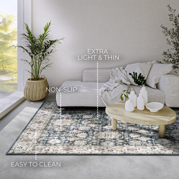 Modra preproga 80x150 cm Saveh Blue Cream – Elle Decoration