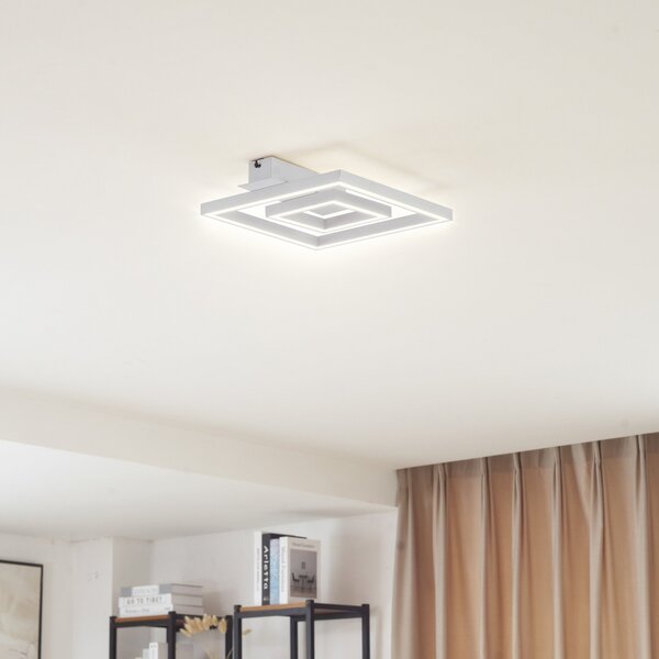 Lindby LED stropna svetilka Madamo, bela, 30 cm, 3000K, Bela, Dnevna soba / jedilnica, Aluminij, Sodobni