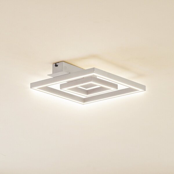 Lindby LED stropna svetilka Madamo, bela, 30 cm, 3000K, Bela, Dnevna soba / jedilnica, Aluminij, Sodobni
