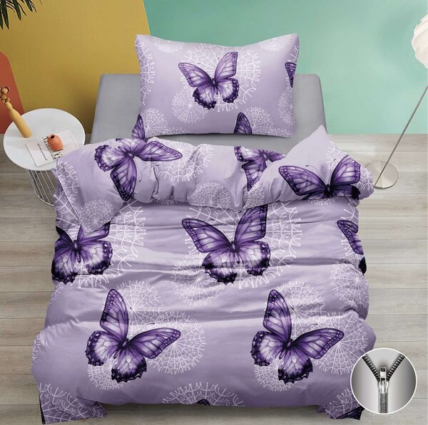 Bombažna posteljnina BUTTERFLY BLOOM vijolična Dimenzije posteljnine: 70 x 90 cm | 140 x 200 cm