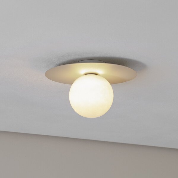 TK Lighting Stropna svetilka Pixie, bež, steklo, Ø 25 cm, krogla, G9, zatemnjen, Bež, Dnevna soba / jedilnica, Kovina, Sodobni
