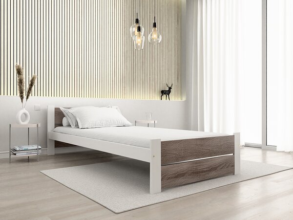 Postelja IKAROS DOUBLE 90 x 200 cm, bela/hrast tartuf Posteljno dno: Z letveno posteljno dno, Vzmetnica: Brez vzmetnice