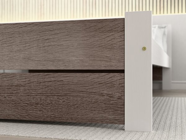 Postelja IKAROS DOUBLE 160 x 200 cm, bela/hrast tartuf Posteljno dno: Brez posteljnega dna, Vzmetnica: Brez vzmetnice