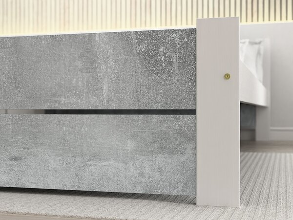 Postelja IKAROS DOUBLE 160 x 200 cm, beton/bela Posteljno dno: Brez posteljnega dna, Vzmetnica: Brez vzmetnice
