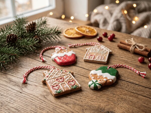 Set 4 kosov božičnih okraskov WINTER SWEETS 6 cm