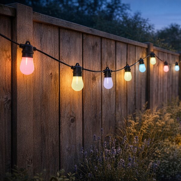 Pametna LED svetlobna vrvica 15 metrov 15 luči opal RGBW IP44 - Chill