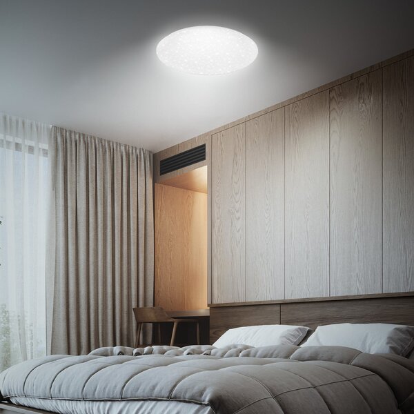 Briloner LED-stropna svetilka Lumenia, Ø 38 cm, 25 W, zvezdno nebo, zatemnjen, Bela, Hodnik, Plastika, Sodobni