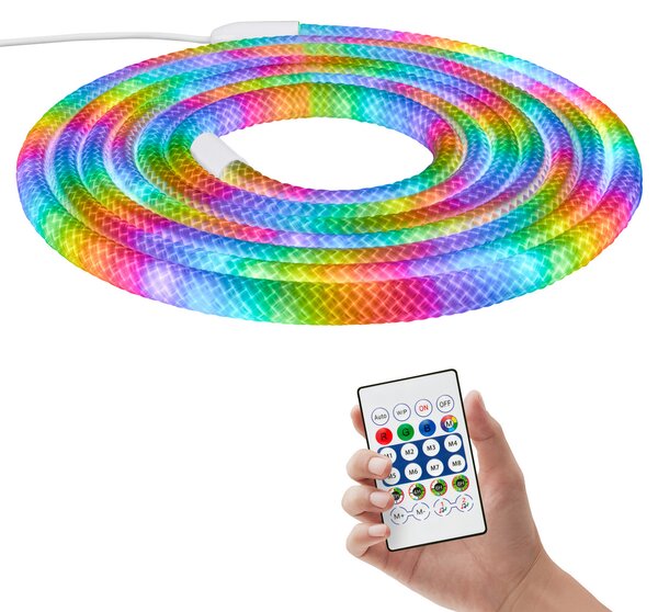 Briloner LED-svetlobna vrvica RGBIC, bela, dolžina 5 metrov, USB, zatemnjen, Bela, Študija / pisarna, Plastika, Sodobni