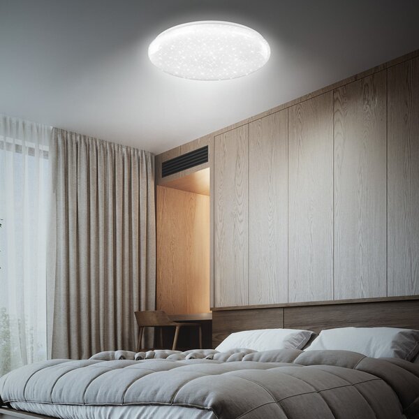 Briloner LED-stropna svetilka Bright Sky, bela, 51 W, zvezdno nebo, zatemnjen, Bela, Dnevna soba / jedilnica, Plastika, Sodobni